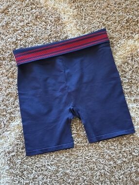 NWT Pink By Victorias Secret Navy Blue Biker Shorts with Red Stripe Waistband